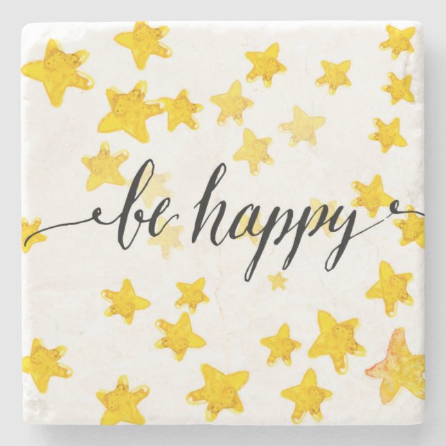 Be Happy 3 Stone Coaster (Front)
