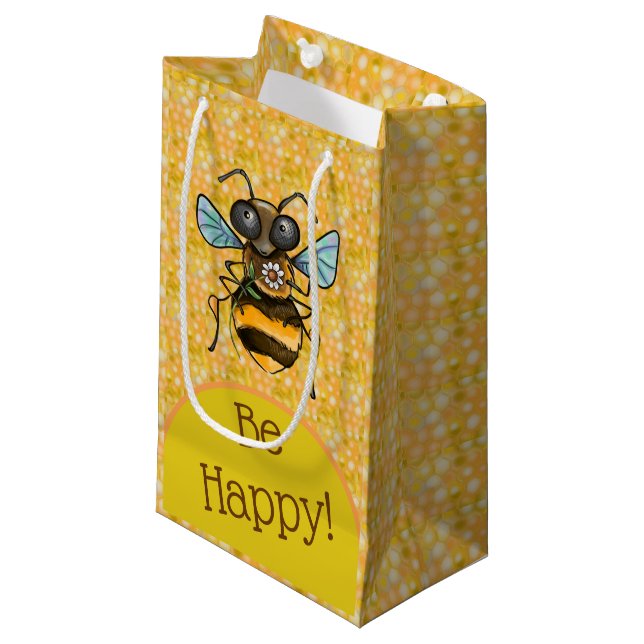 Be Happy Adorable Honeybee Small Gift Bag (Front Angled)
