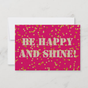 Be happy and shine pink yellow thank you card