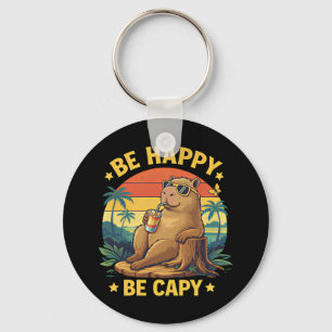 Be Happy Be Capy Capybara Funny Meme Key Ring