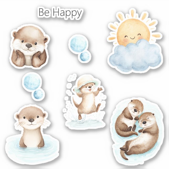 Be Happy Blue River Cute Otter   (Front)