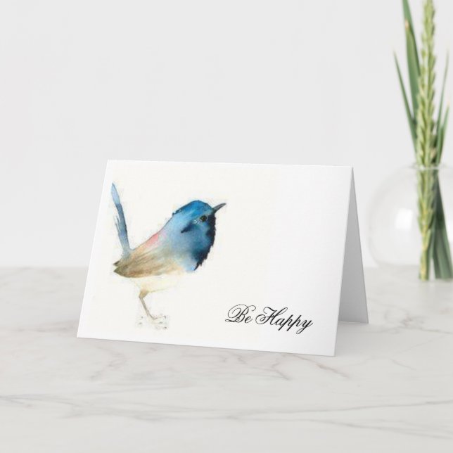 Be Happy - Bluebird with text Card (Front)