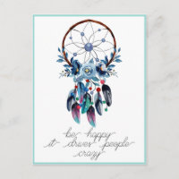 Be Happy Boho Dreamcatcher Feather Floral 