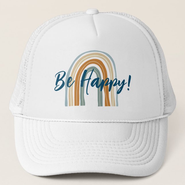 Be Happy Boho Rainbow trucker hat (Front)