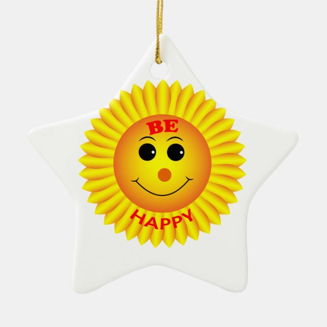 Be Happy Ceramic Tree Decoration (Front)
