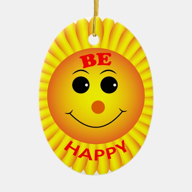 Be Happy Ceramic Tree Decoration (Front)