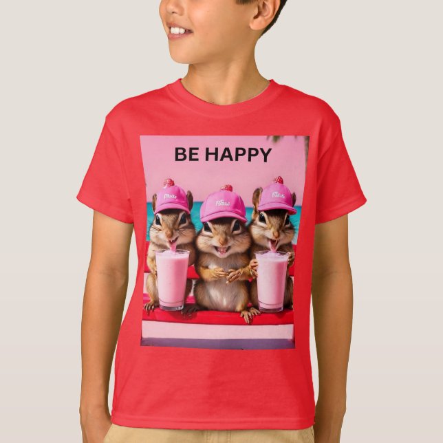 Be happy chipmunks T-Shirt (Front)