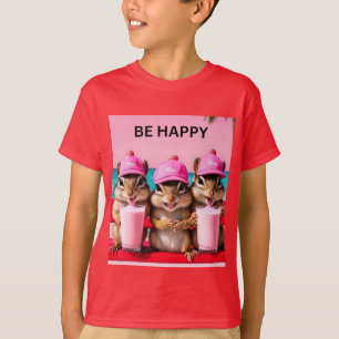 be happy chipmunks with strawberry milkshakes T-Shirt