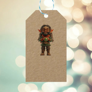 Be Happy Christmas Elf Kraft Gift Tags