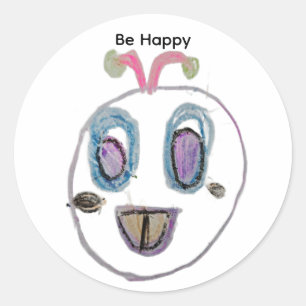Be Happy Classic Round Sticker