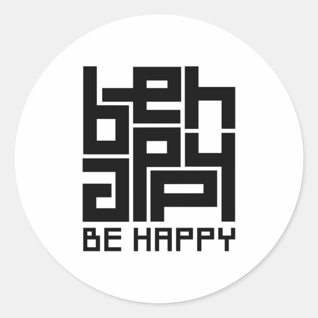Be happy classic round sticker (Front)