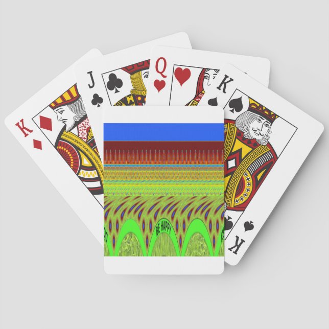 Be Happy Colourful Polka Dot Motif Gift Playing Cards (Back)