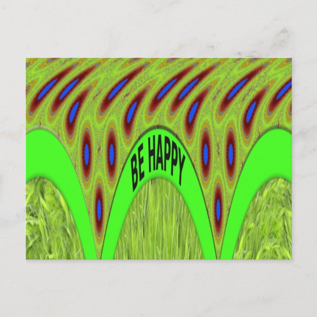 Be Happy Colourful Polka Dot Motif Gift Postcard (Front)