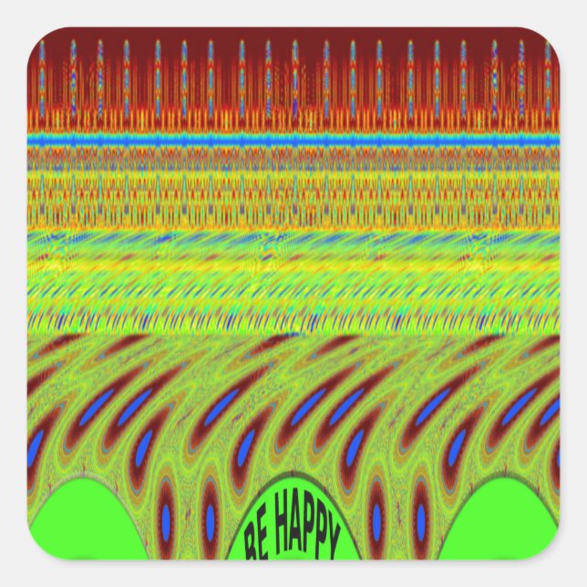 Be Happy Colourful Polka Dot Motif Gift Square Sticker (Front)