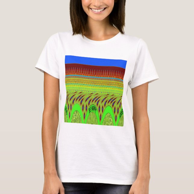 Be Happy Colourful Polka Dot Motif Gift T-Shirt (Front)