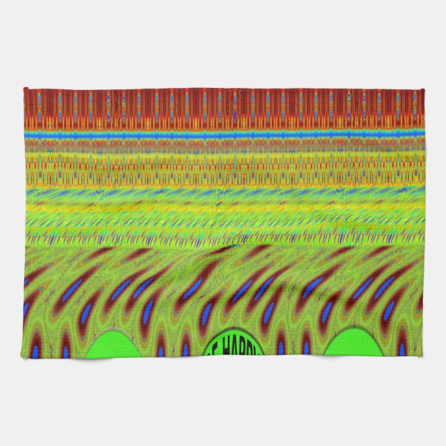 Be Happy Colourful Polka Dot Motif Gift Tea Towel (Horizontal)