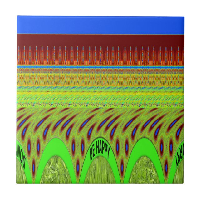 Be Happy Colourful Polka Dot Motif Gift Tile (Front)