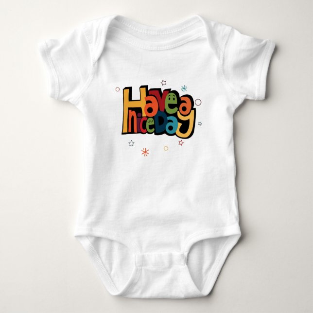 "Be Happy" Colourful Typography Cute Baby Bodysuit (Front)
