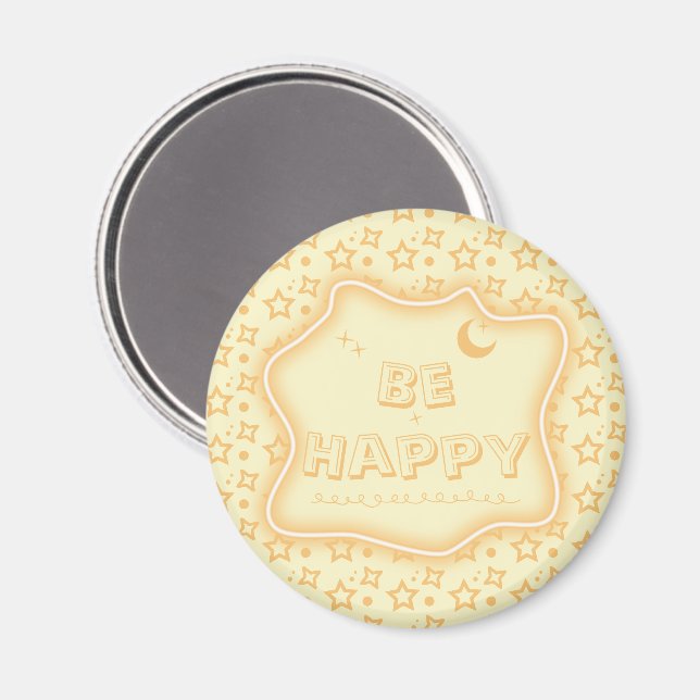 Be Happy Cute Little Stars Pattern Magnet (Front/Back)