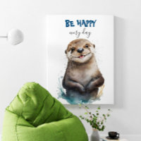Be Happy Cute Watercolor Otter Nursery
