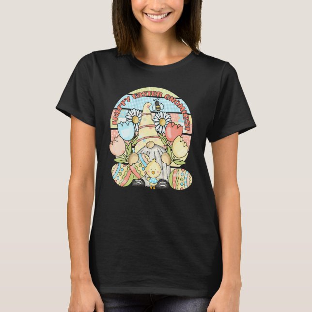 Be Happy Dy Gnome Christian Easter Day Easter Bunn T-Shirt (Front)