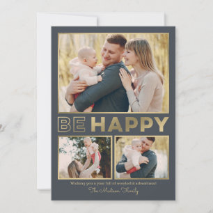 Be Happy EDITABLE COLOR Holiday Photo Card