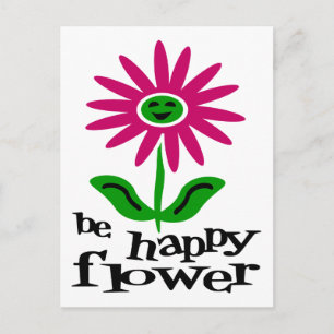 Be Happy Flower Postcard