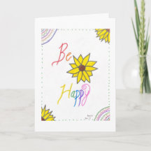 "Be Happy" Folded Greeting Card