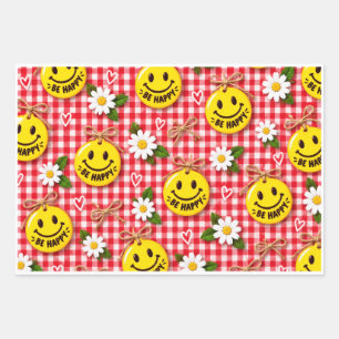 Be Happy Gingham Gift Wrap