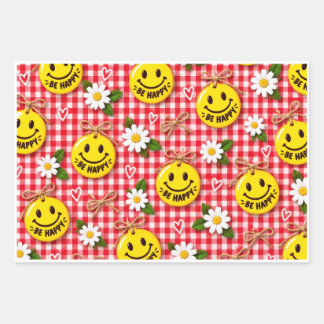 Be Happy Gingham Gift Wrap