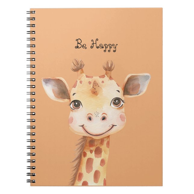 Be Happy Giraffe Notebook (Front)