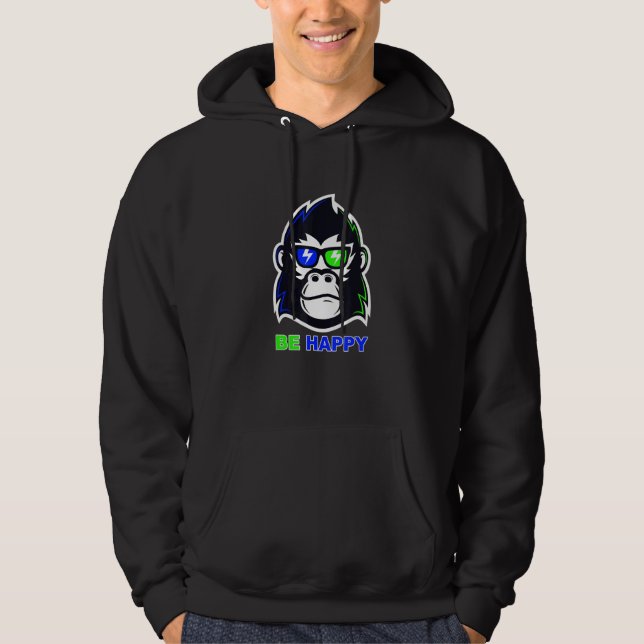 Be Happy Gorilla Hoodie (Front)