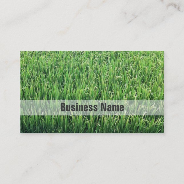 Be Happy Green Rice Field Business Card (Front)