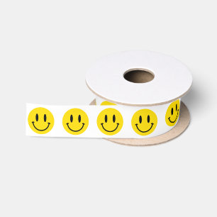Be Happy Grinning Face Funny Any background colour Satin Ribbon