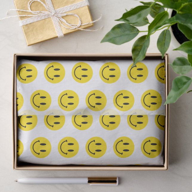 Be Happy Grinning Face Funny Any background colour Tissue Paper (Gift)