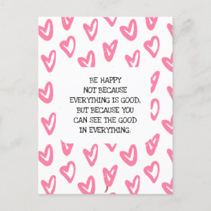 BE HAPPY Heart pattern Postcard