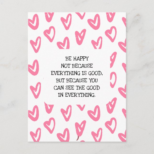 BE HAPPY Heart pattern Postcard (Front)
