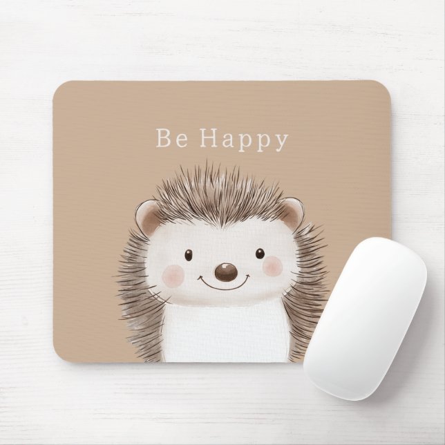 Be Happy Hedgehog Mouse Mat (With Mouse)