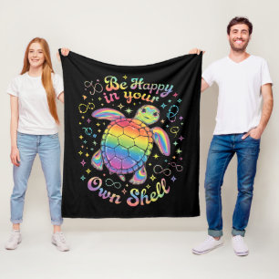Be Happy In Your Own Shell Rainbow Turtle Autism Fleece Blanket