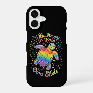 Be Happy In Your Own Shell Rainbow Turtle Autism iPhone 16 Case