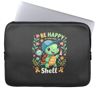Be Happy In Your Own Shell Turtle Autism Awareness Laptop Sleeve