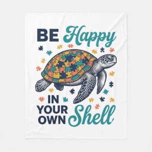 Be Happy In Your Own Shell Turtle Shirt Design_1 Fleece Blanket