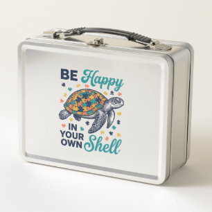 Be Happy In Your Own Shell Turtle Shirt Design_1 Metal Lunch Box
