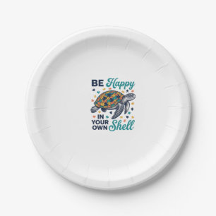 Be Happy In Your Own Shell Turtle Shirt Design_1 Paper Plate