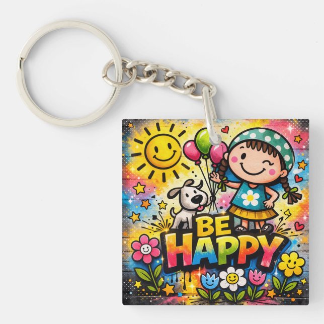 Be Happy Keychain (Front)