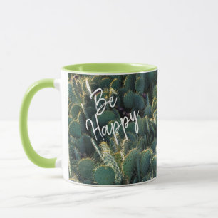 Be Happy mit Kaktus und Namen Mug