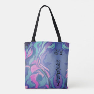 Be Happy Motivation Fun Pastel Ink Shopping Tote Bag