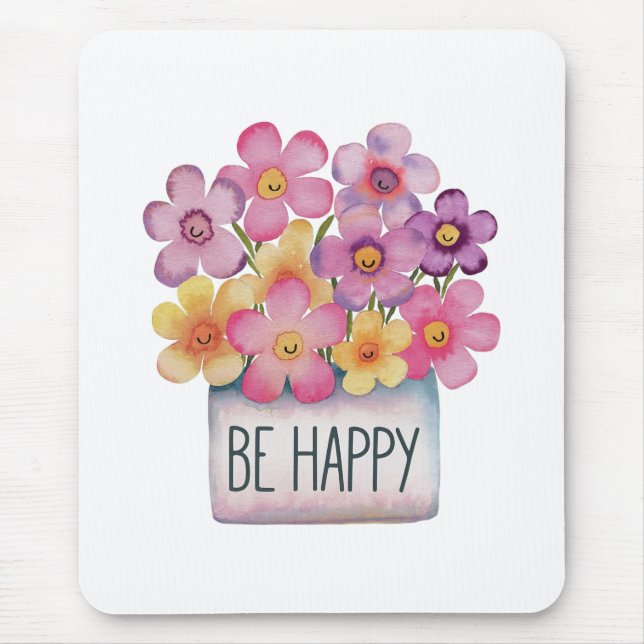 Be Happy Mouse Mat (Front)