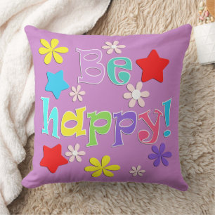 Be happy! , multicolored cushion