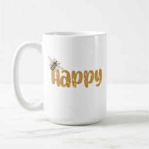 Be Happy, Nature Bee Lovers Honeycomb Pattern Coffee Mug